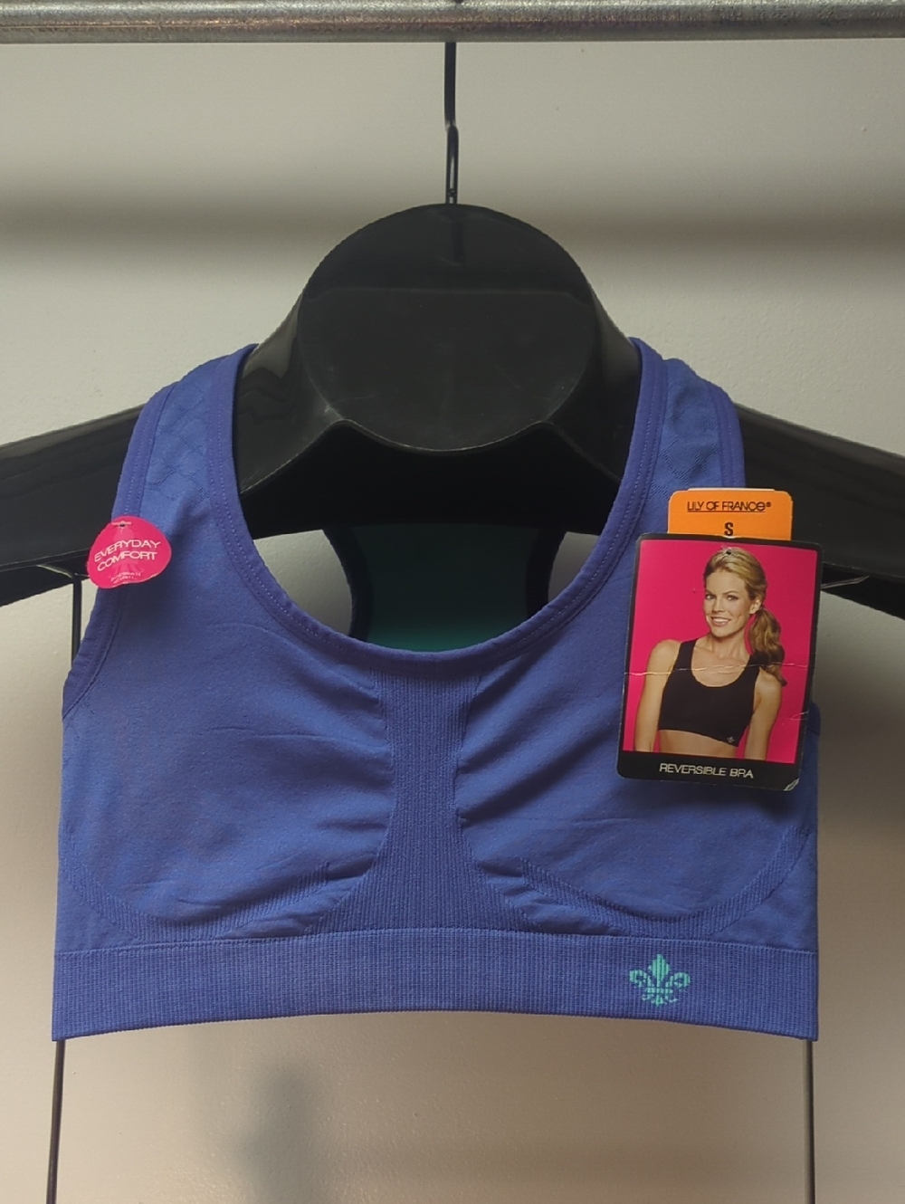 Small Lily of France Reversible Sports Bra Blue to Teal NWT 2151801